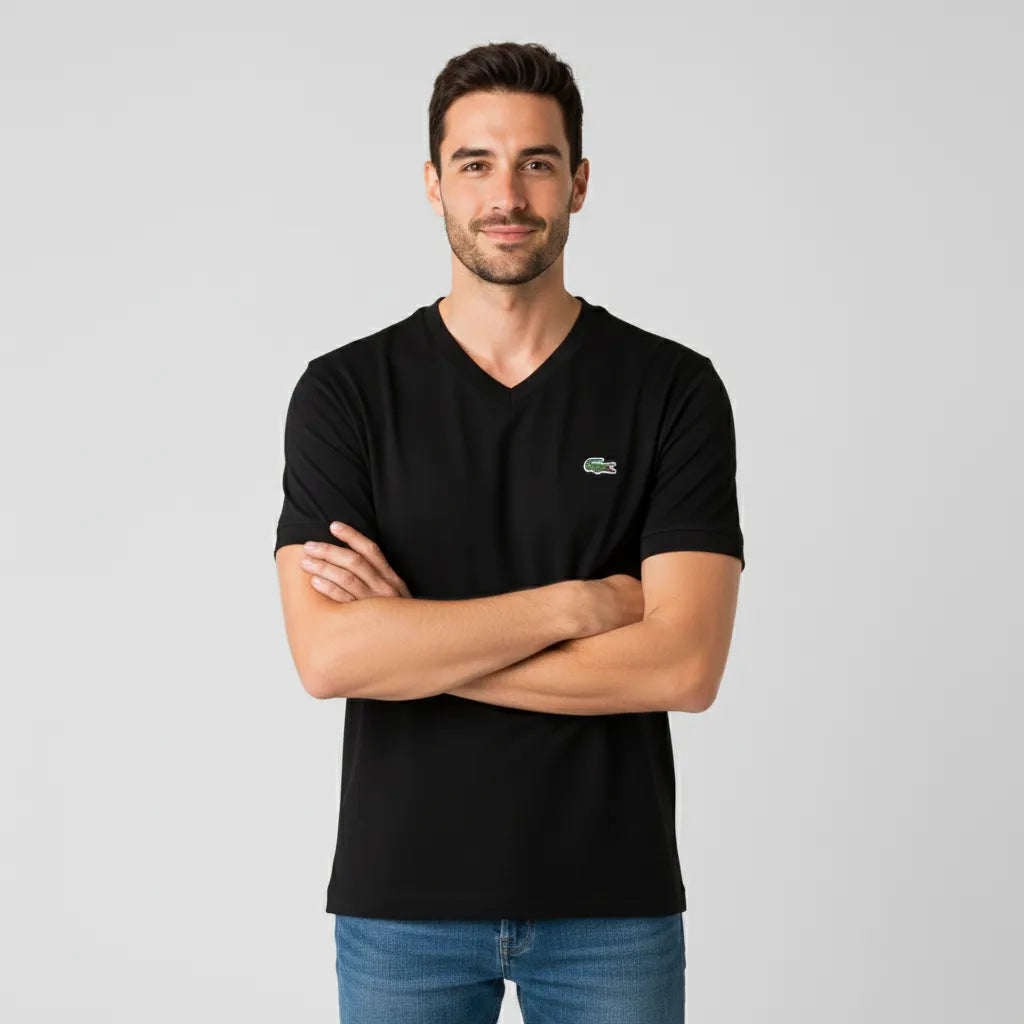 Pack x5 Playeras Cuello en V Lacoste Hombre Algodón Premium™